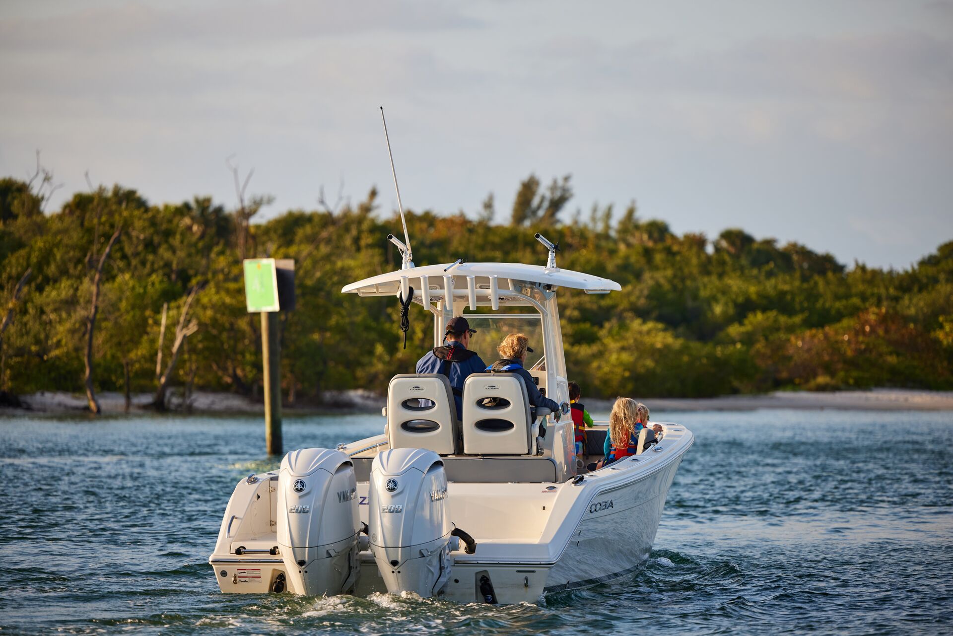 People on a boat on the water, boating in South Carolina concept.