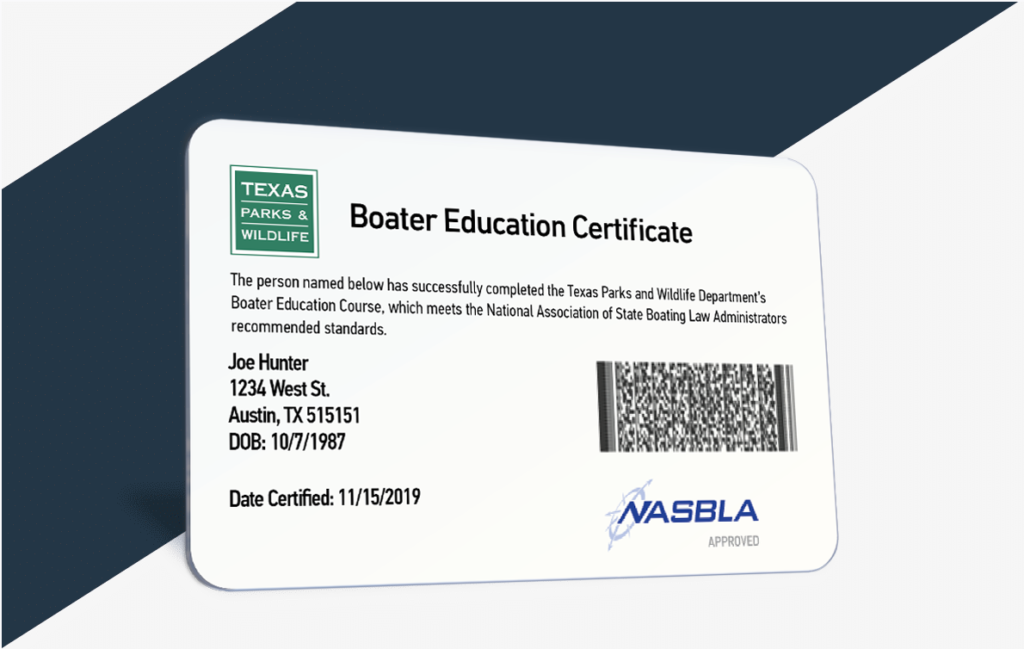 Illustration of the Texas Boater Education card. 