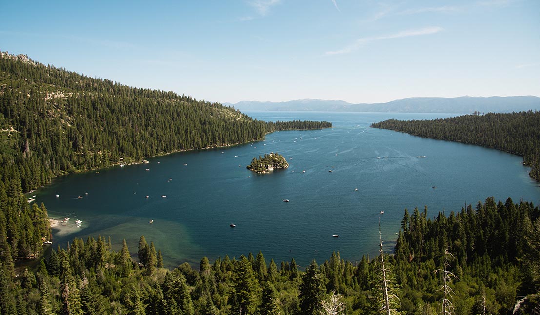 Aerial view of Lake Tahoe in Nevada. 