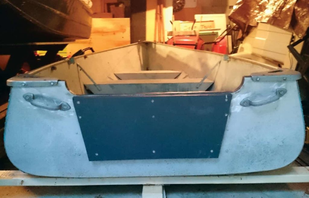 A boat transom after repair, a boat project.