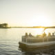 Pontoon boat in the sunset